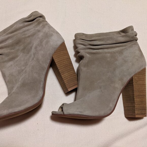 Open Toe Suede Booties - Picture 2 of 6